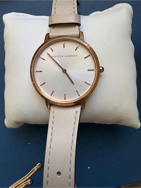 Rebecca Minkoff Accessories - Rebecca Minkoff Women’s Leather Strap Watch - Cream with Rose Gold Accents